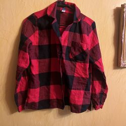 Old Navy Xs Red Black Pajama TopFlannel PJ'