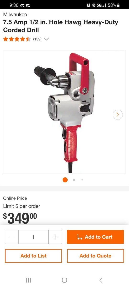 Milwaukee Hole Hawg Corded Drill