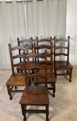 Hacienda Style Solid Pine Dining Chairs (6)
