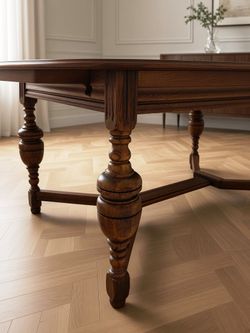 Gorgeous Elizabethan Jacobean Style Carved Oak Draw Leaf Refectory Dining Table