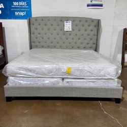 Vintasso Gray King Upholstered Bed | Brand New| Fastest Delivery 