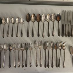 Inlaid Lovely Lady Silverware 42pcs