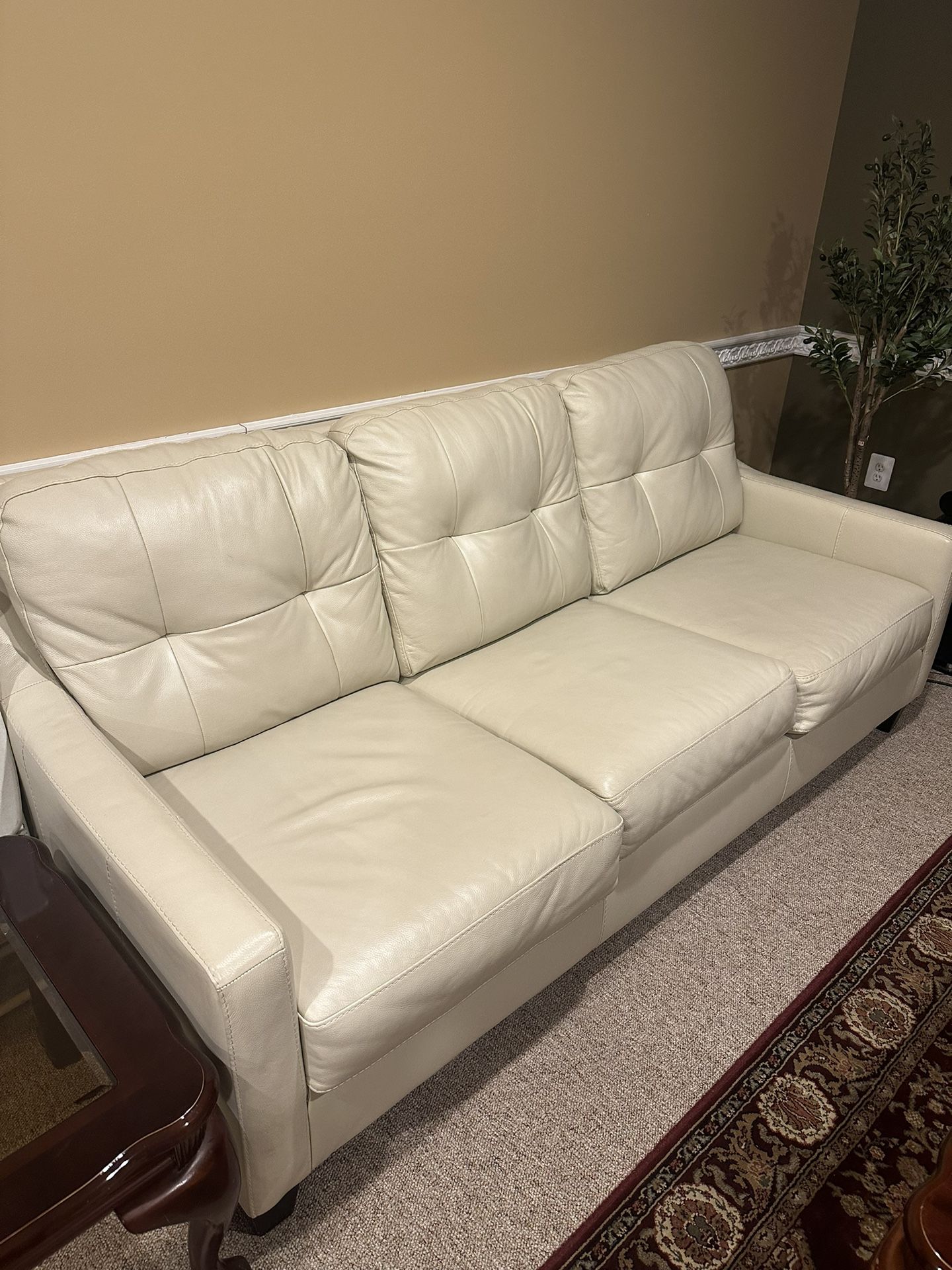 3 Pc White Leather Couch Set