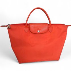 Orange Longchamp Le Pliage large tote bag 