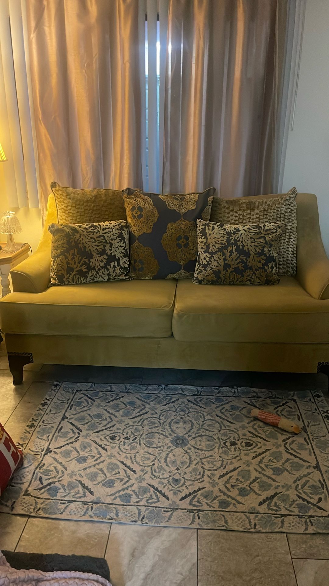 Sofa. And Love Seat Gold Victorian Style 