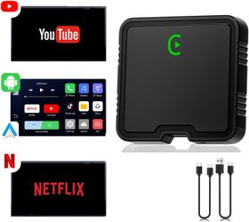 Wireless CarPlay Adapter, Car Play Adapter with Netflix/YouTube/TF Card Plug & Play Dongle Support, USB Dongle for Android Auto from 2015&iPhone iOS10