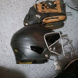 Softball  UNDER AMOUR Helmet and RAWLINGS glove