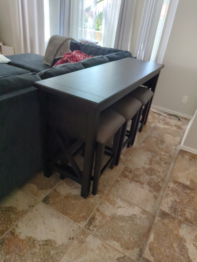 Console Tables With 3 Barstools And USB