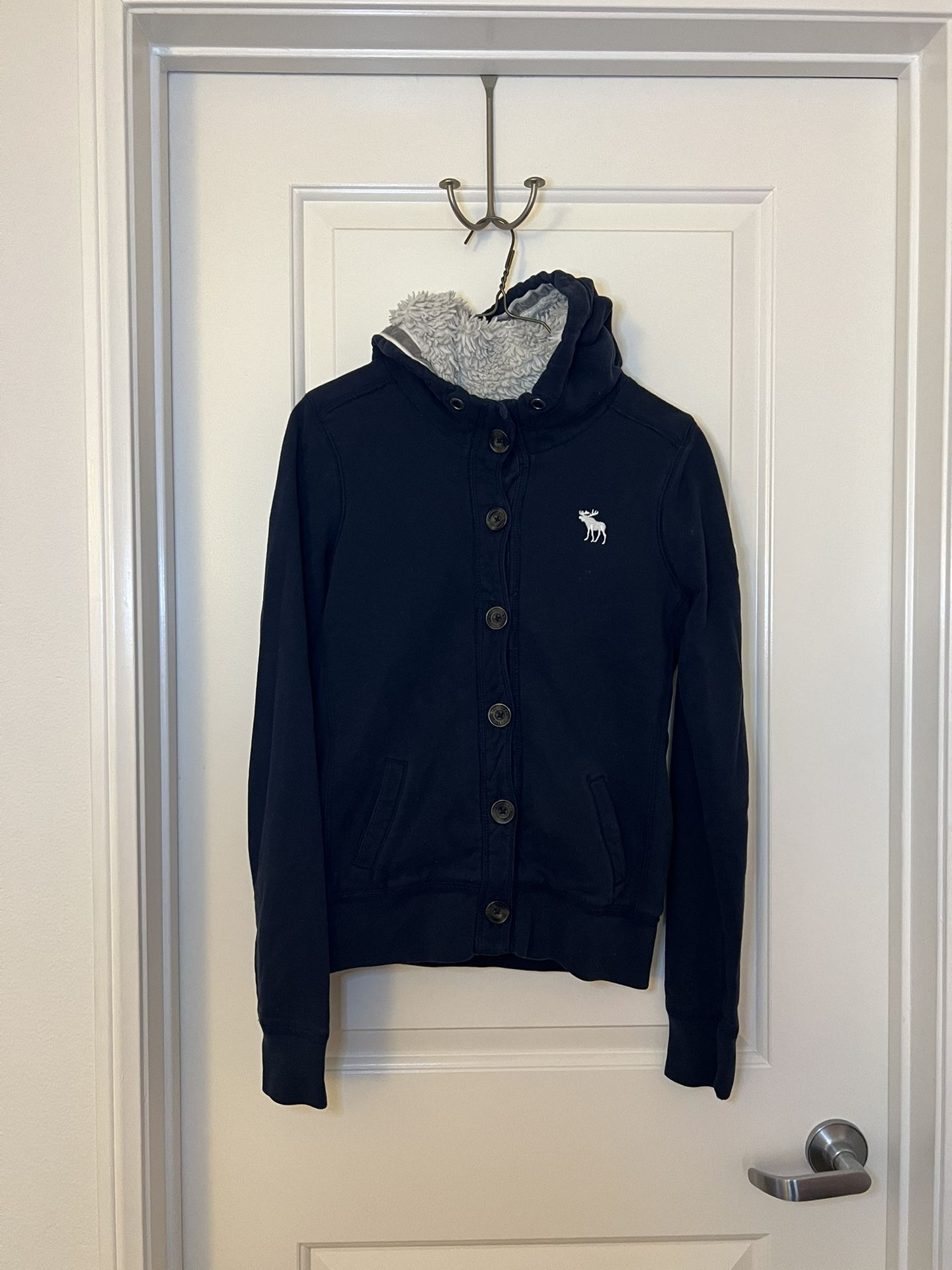 Abercrombie and Fitch Blue Sherpa Lined Hoodie Women’s Jacket Medium