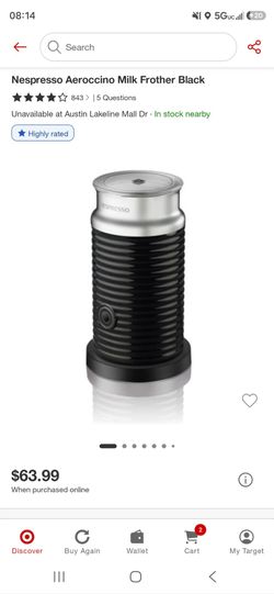 Nespresso Aeroccino 3 Milk Frother, Black, Steel
Steel