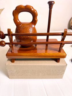 Beautiful Handcrafted Wooden Gourd Percussion Instrument with Display Stand