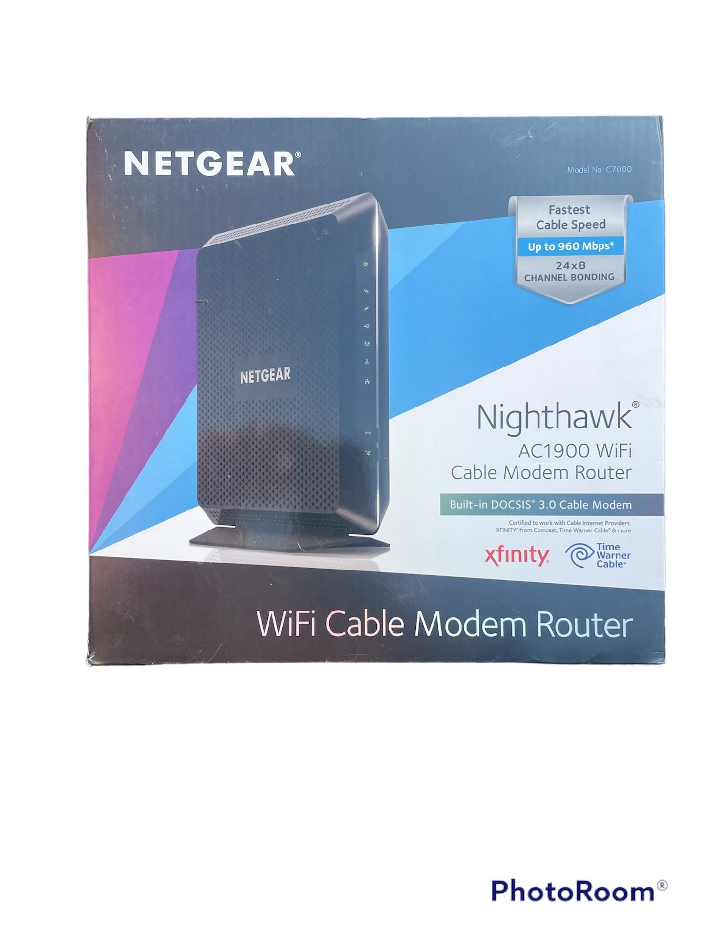 Netgear Nighthawk AC1900 WiFi Cable Modem Router Built In DOCSIS 3.0 Cable Modem 24x8 Channel Bonding Fastest Cable Speed