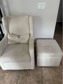 Glider with storage ottoman