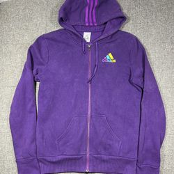 Adidas Women Hoodie Full Zip Sweatshirt Athletic Long Sleeve Size M Purple  