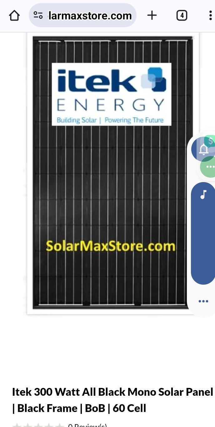 ITek 300 W Mono Solar Panel | Black 