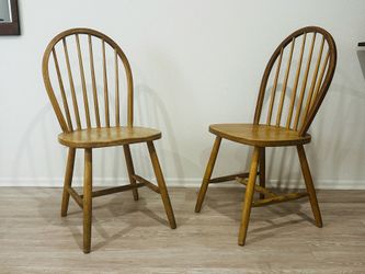Pair of Solid Wood Farmhouse Chairs – $25 Each