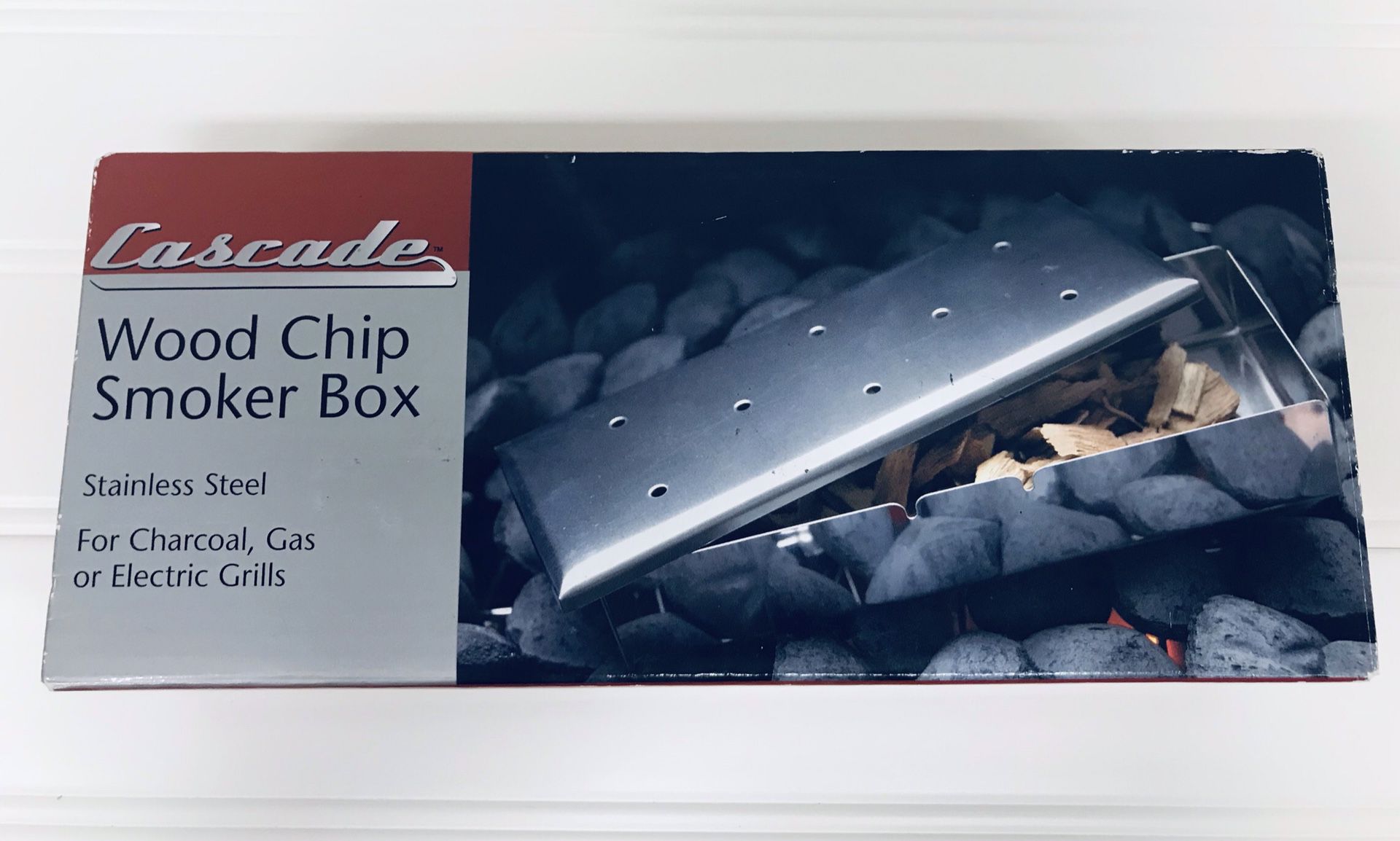 CASCADE Compact Wood Chip Smoker Box,  Stainless steel.  NEW IN BOX
