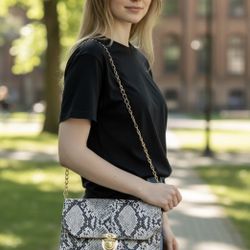 Snakeskin Print Crossbody Bag