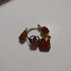 NATURAL STONE SET "" RING , EARRINGS, PENDANT ""