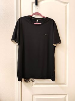 Black Silk Linen Blend Short Sleeve T-Shirt – 27% Mulberry Silk, 33.5% Linen