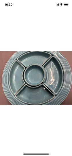 FIESTA 6-Pc Relish Tray VINTAGE Turquoise FIESTAWARE Homer Laughlin