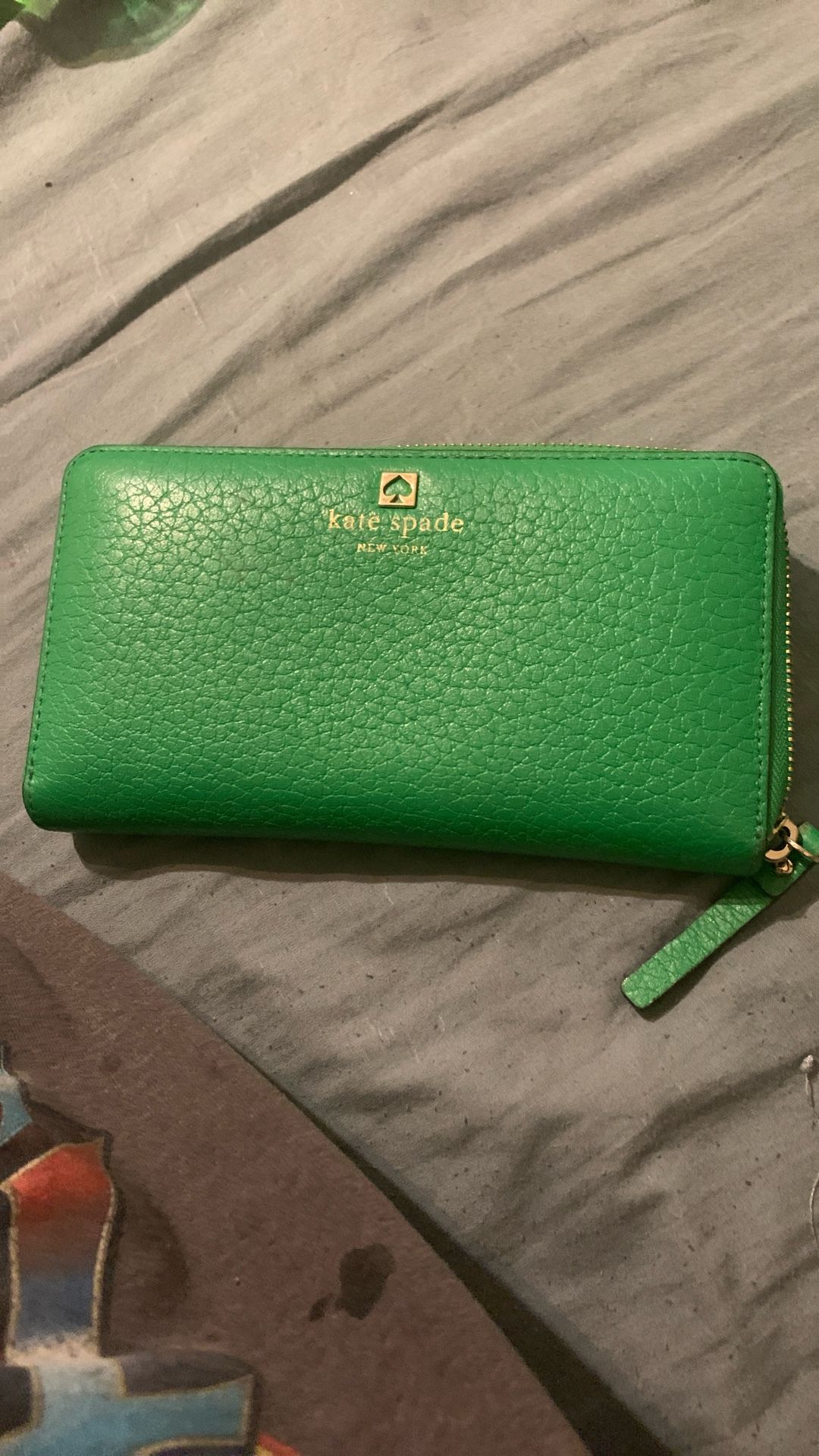 Green leather kate spade Zip Wallet