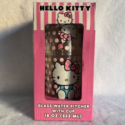 Hello Kitty Glass Water Pitcher w/ Cup