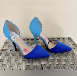 Two- Tone Blue Suede-like Heels