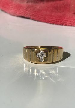 14k gold men’s ring with diamonds plated size 10