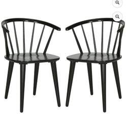 SAFAVIEH Blanchard Mid-Century Curved Spindle Side Chair, Black