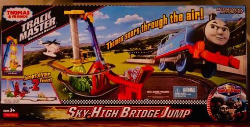 Rare Thomas and Friends 2016 Sky-High Bridge Jump Complete Play-Set With Extra Trains, Accessories, Tracks And Cargo Cars See Pics & Description