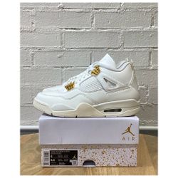 NIKE AIR JORDAN 4 RETRO( W) 'METALLIC GOLD' SIZE 7w, 7.5w, 8w, 8.5w, 9w, 10w, 10.5w, 11w & 12w