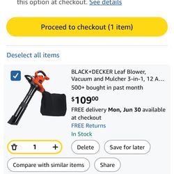 Black and Decker Leaf Blower/Vacuum With Bag