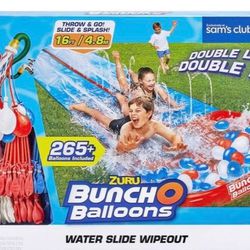 New Dual Water Slide With Bunch of Balloons 