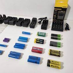 Single, Dual, 4 Slots Battery Chargers, TactFire, Skywolfeye, Ultrafire,  LQ Power, CN, AC20, ICR & GIF Rechargeable Batteries, etc

