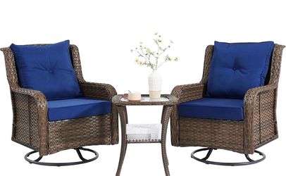 3pcs wicker set, 360 swivel/glide NEW$300