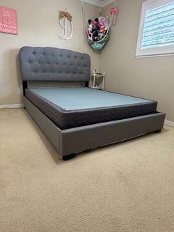 Queen upholstered bed frame with box spring