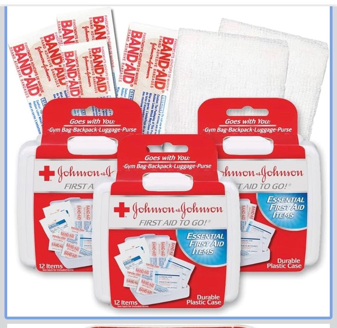 Johnson & Johnson First Aid Kit Travel Size Pack of 3