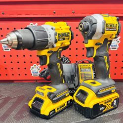 DEWALT 20V MAX XR Hammer Drill and ATOMIC Impact Driver 2 Tool Cordless Combo Kit with (2) Batteries, Charger, and Bag
