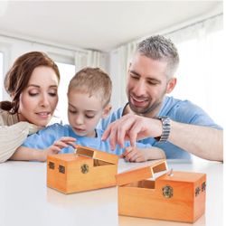 Calary Useless Box Turns Itself Off In Wooden Storage Box Alone Machine Fully Assembled in Box Gifts for Adults and Children