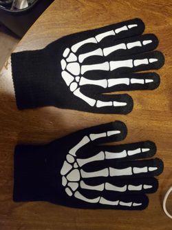 Black Skeleton Print gloves glow in The dark skeleton gloves