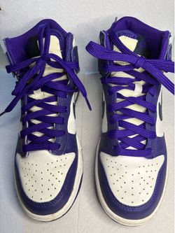 Nike Dunk High White/Purple Sneakers – Youth Size 5Y