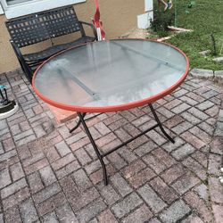 40 Inch Folding Glass Top Table 