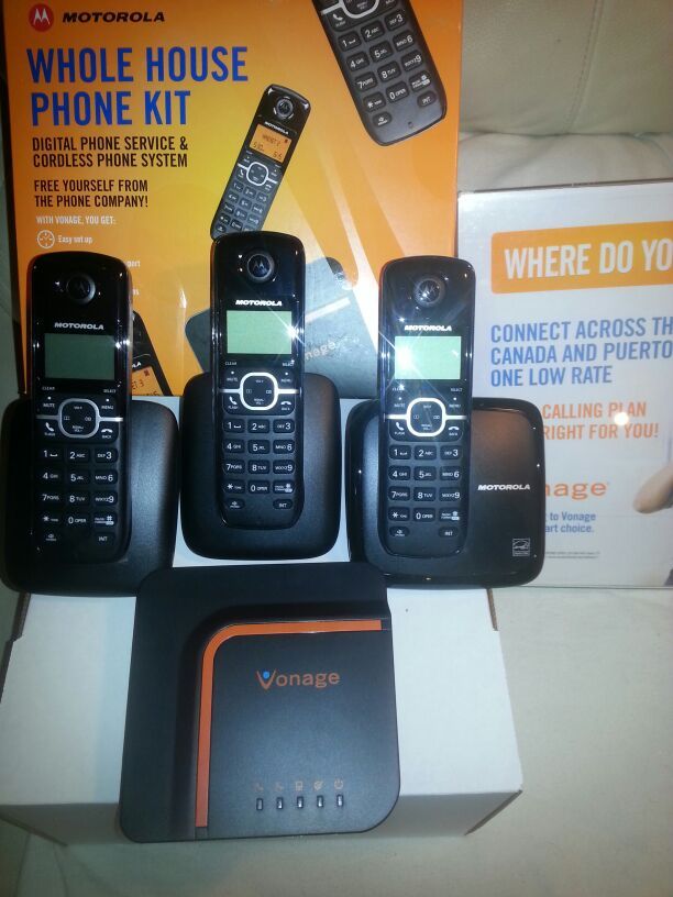 Motorola home phones vonage whole house kit portal and 3 handsets for