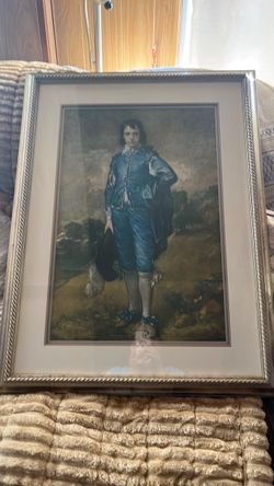 Framed Blue Boy Print with Silver Frame