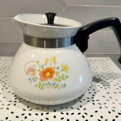 Vintage Corning Ware Wildflower  6 Cup P-104 Tea Pot/ Kettle w/metal Lid