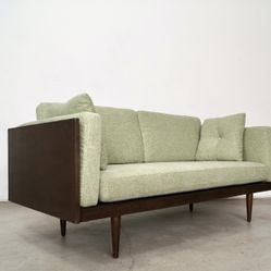 1960’s Mid Century Modern Walnut Case Loveseat Sofa 
