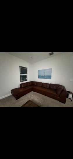 Brown Leather Sectional