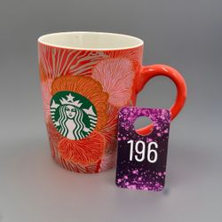 STARBUCKS 2021 Coral Orange Floral Logo Coffee Mug Cup 10 oz