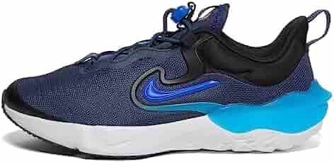 Nike Run Flow GS "Thunder Blue Lightning" running shoes featuring a distinctive "Just Do It" graphic